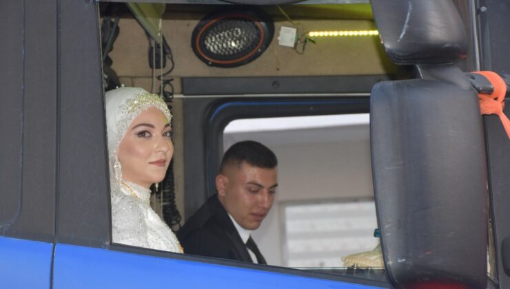Sivas’ta vazgeçemediği tırı gelin arabası oldu