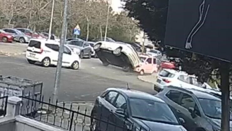 Tekirdağ’da kazaya karışan cipin takla attığı anlar kamerada