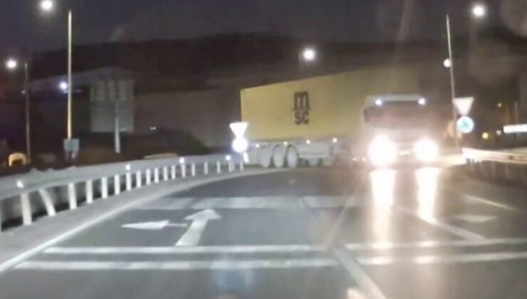 Bursa’da ters yöne giren tır faciaya davetiye çıkardı