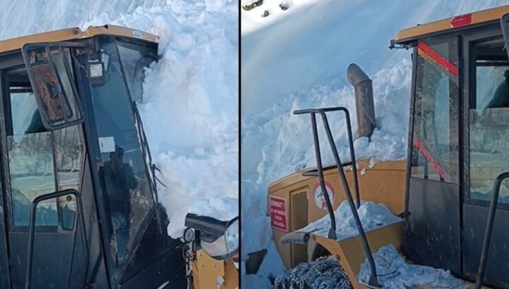 Hakkari’de iş makinesinin üzerine çığ düştü