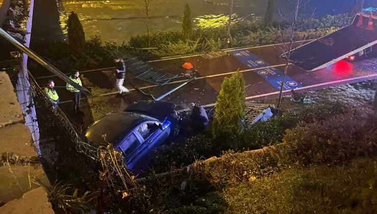 İstanbul Kağıthane’de alkollü sürücünün kullandığı otomobil köprüden düştü