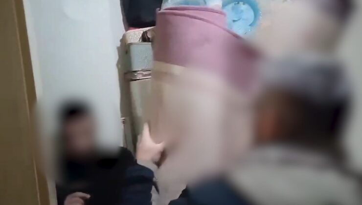 Kayseri’de polisten kaçmak için halıların arasına saklandı