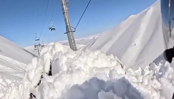 Palandöken’de yasak alanda kayan yabancı turistin çığdan kurtulduğu anlar