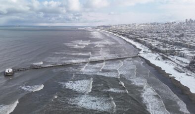 Samsun’da büyüleyici kar manzarası