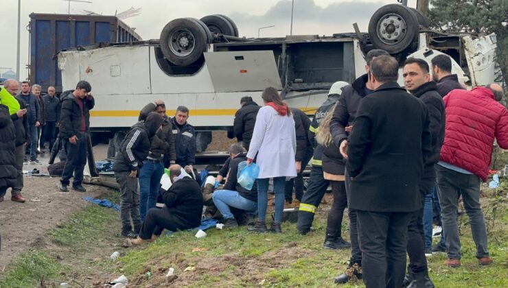 Tekirdağ’da işçi servisi takla attı: 25 yaralı