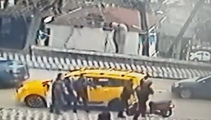 Bursa’da taksici ile motosikletli yol ortasında kavga etti