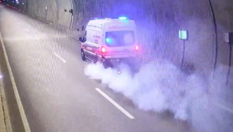 Çanakkale’de ambulans tünelde yandı