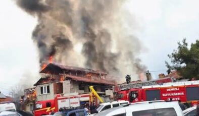Denizli’de alevlerin sardığı 2 katlı ev korku dolu anlar yaşattı