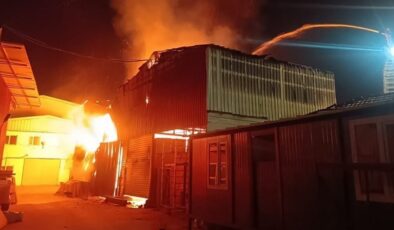 Denizli’de mobilya imalathanesi alevlere teslim oldu
