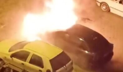 Erzincan’da park halindeki otomobilde yangın