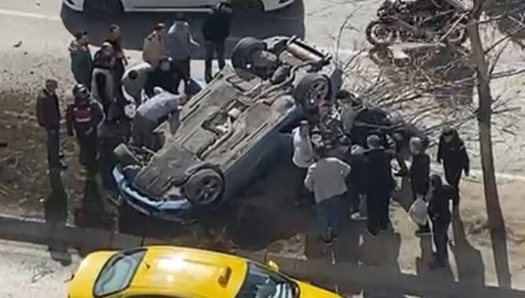 İstanbul’da refüje çarpan araç ters döndü