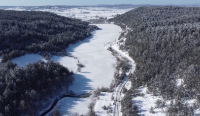 Karabük’te buz tutan göller görüntülendi