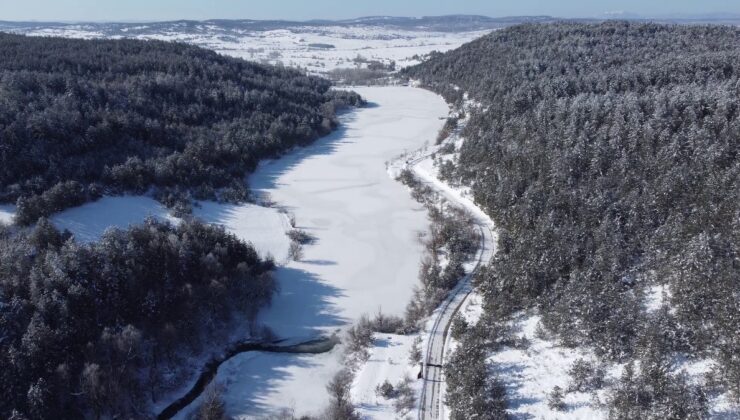 Karabük’te buz tutan göller görüntülendi