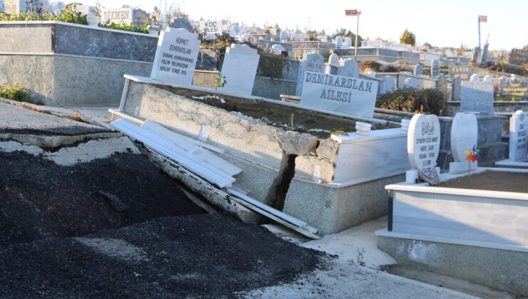 Samsun’da heyelanda mezarlar hasar gördü