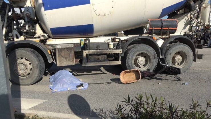 Antalya’da bisikletli kadın beton mikserinin altında kaldı