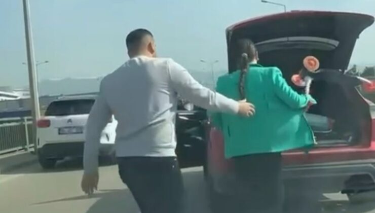 Bursa’da şerit ihlali yapıp kadın sürücüye saldırdı