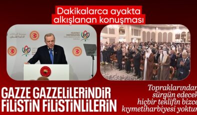 Cumhurbaşkanı Erdoğan’ın ayakta alkışlanan sözleri: Filistin Filistin halkınındır