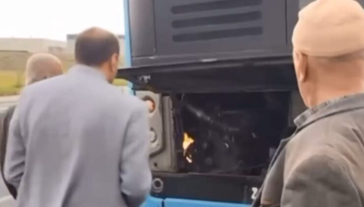 Diyarbakır’da alev alan otobüs motorunu üfleyerek söndürmeye çalışan yolcu