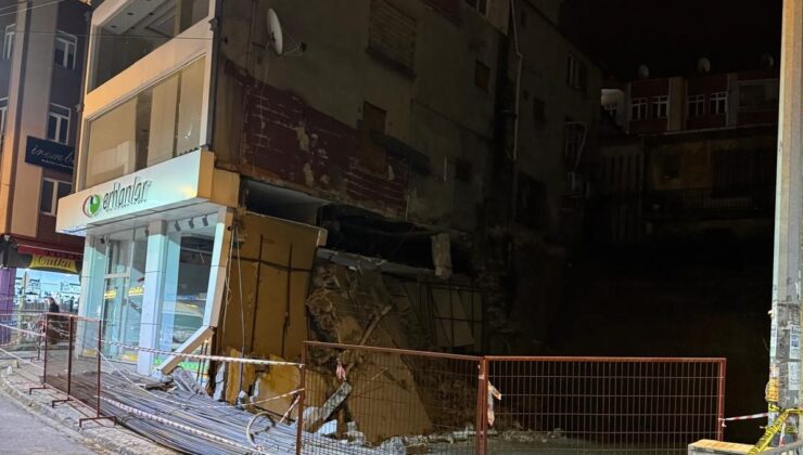 Giresun’daki bir binada yıkılma tehlikesi paniği
