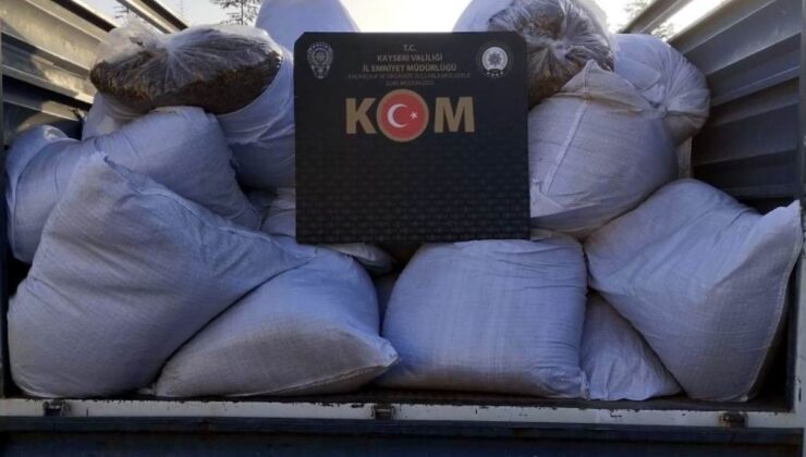 Kayseri’de 1 tondan fazla kaçak tütün ele geçirildi