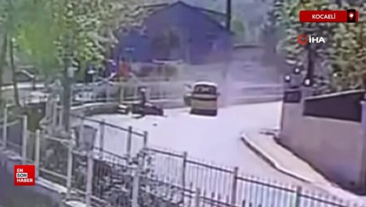Kocaeli’de taksi ve motosiklet kafa kafaya çarpıştı