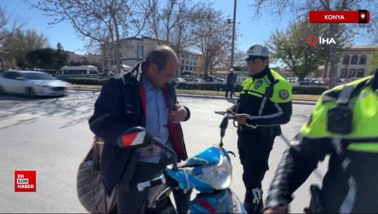 Konya’da motosiklet sürücülerinin kural ihlal bahaneleri