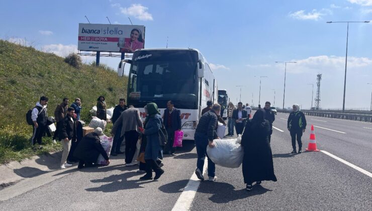 Kuzey Marmara Otoyolu’nda yolcu otobüsünde yangın
