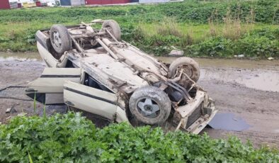 Manisa’da takla atan otomobil çalıntı çıktı