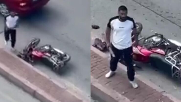 Mersin’de bir kişi trafikte tartıştığı sürücünün motosikletine zarar verdi