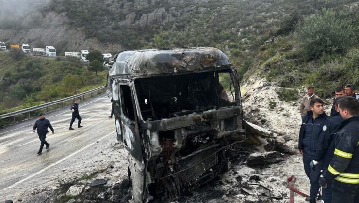 Muğla’da kaza yapan sürücü, tırda çıkan yangında öldü