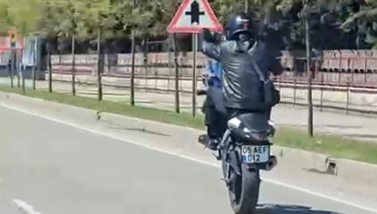 Ordu’da motosiklet ile trafikte şov yapan sürücüye para cezası kesildi