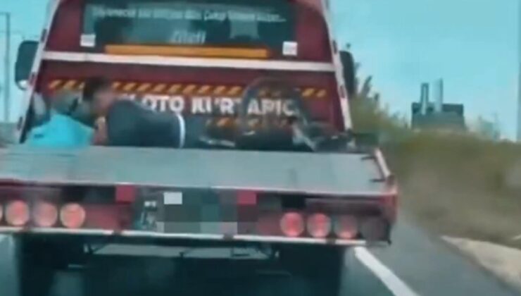 Tekirdağ’da çekici kasasında çocuk taşıdı