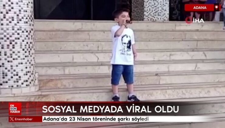 Adana’da 23 Nisan merasiminde müzik söyledi viral oldu