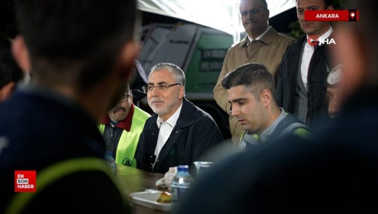 Ankara’da Bakan Işıkhan 1 Mayıs’ın birinci dakikalarında personellerle bir ortaya geldi