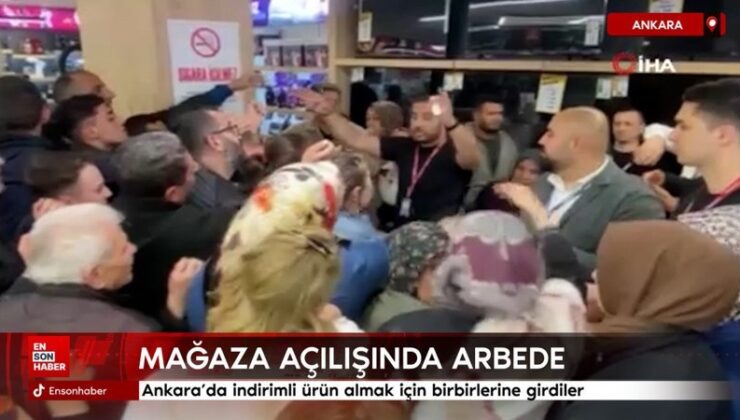 Ankara’da indirimli ürün almak için birbirlerine girdiler