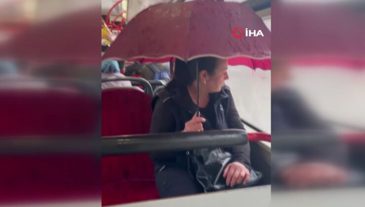 Ankara’da yağmur suları tavandan otobüsün içine doldu