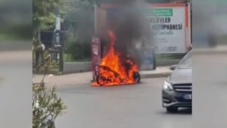 Bahçelievler’de seyir halindeki motosiklette yangın