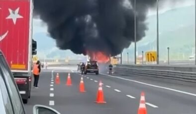 Bolu Dağı’nda yolcu otobüsü yandı