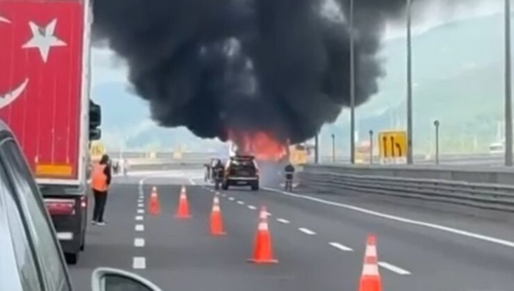 Bolu Dağı’nda yolcu otobüsü yandı