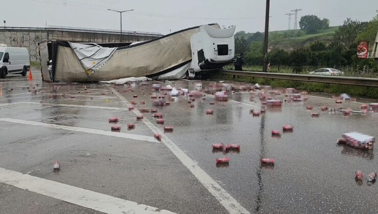 Bursa’da alkol yüklü tır devrildi