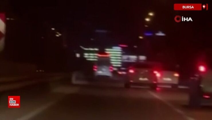 Bursa’da iki araba şoförünün trafikteki inatlaşması görüntülendi