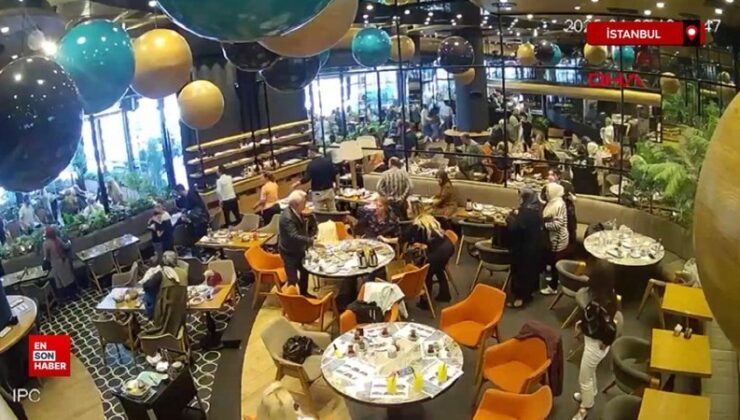 Deprem anında Ümraniye’deki bir kafeden görüntü