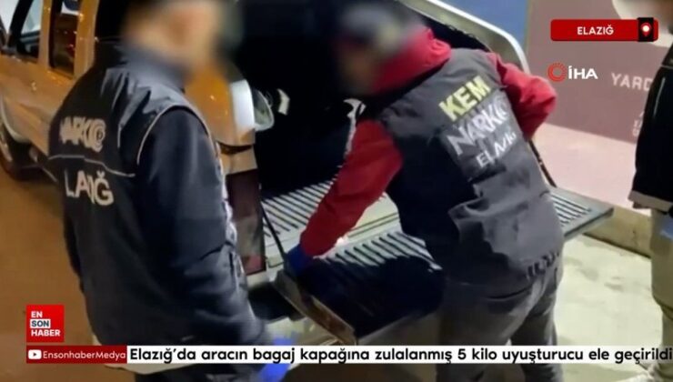 Elazığ’da aracın bagaj kapağına zulalanmış 5 kilo uyuşturucu ele geçirildi