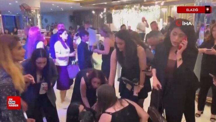 Elazığ’da sarsıntıda korkan bayan düğün salonunda bayıldı