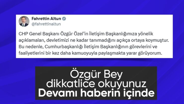 Fahrettin Altun’dan Özgür Özel’e reaksiyon: Devletimizi tanımadığını açıkça ortaya koymuştur