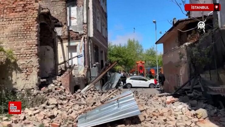Fatih’te metruk bina depremde kısmen çöktü
