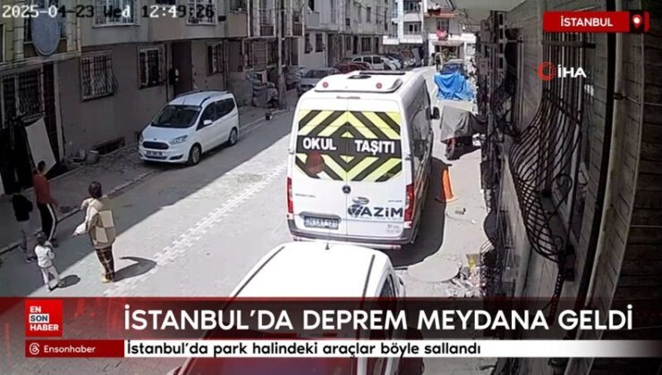 İstanbul’da deprem anında park halindeki araçlar böyle sallandı