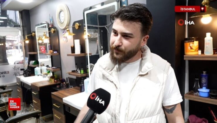 İstanbul’da deprem esnasında berber tıraş ettiği çocuğu omuzlayarak dışarı çıktı