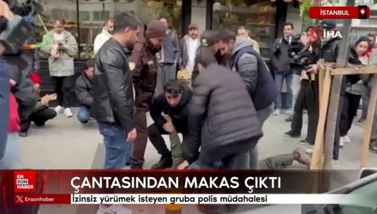 İstanbul’da müsaadesiz yürümek isteyen kümeye polis müdahalesi