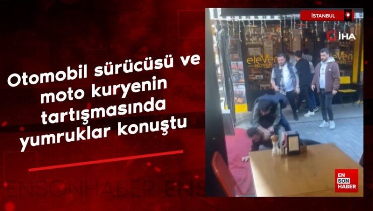 İstanbul’da otomobil sürücüsü ve moto kuryenin tartışmasında yumruklar konuştu